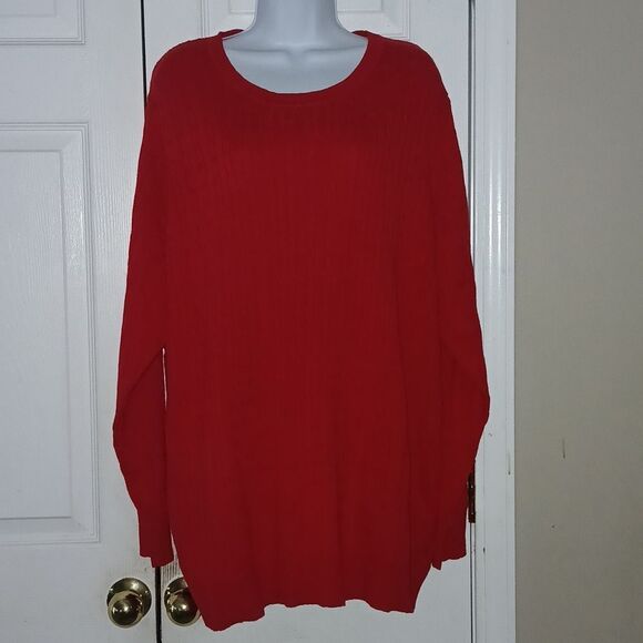 Kim Rogers ribbed cable crew long sleeve sweater holiday party Sz 2X NWT - Picture 1 of 7